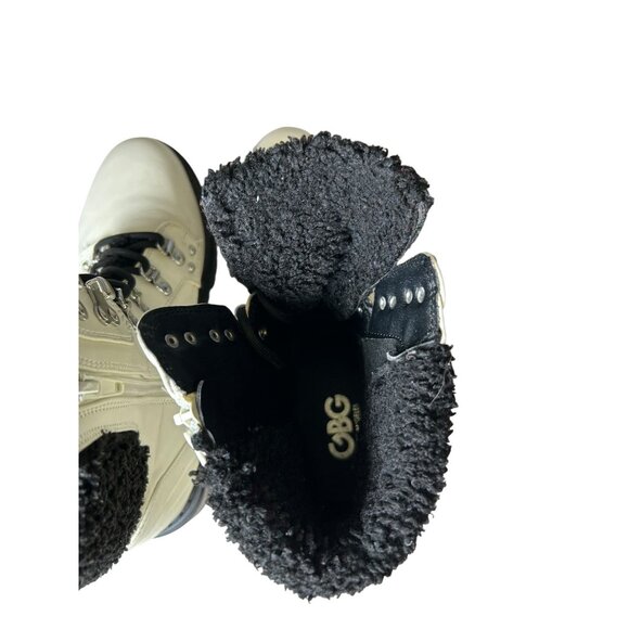 CBG Los Angeles Walken Bootie Combat Boots White Womens Sz 7.5 Side Zip Lined - Picture 15 of 16